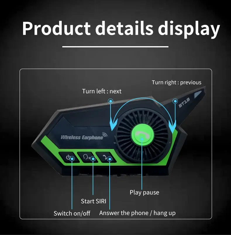 Audifonos Bluetooth Estereo Impermeables Casco de Moto BT18
